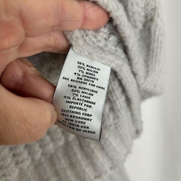 Jason Wu turtleneck sweater light gray chunky knit crop medium boxy oversized - Picture 4 of 6